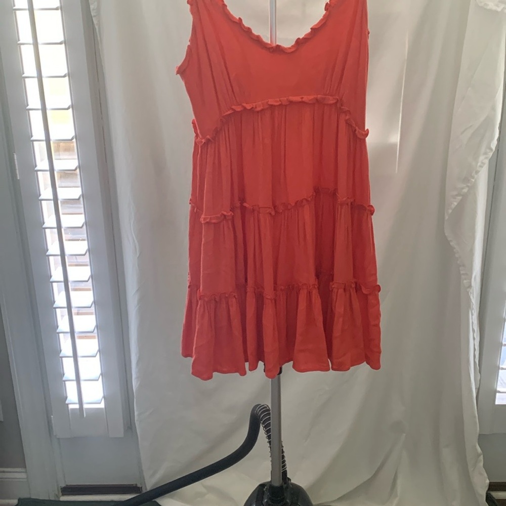 Chic Orange Tiered Midi Dress